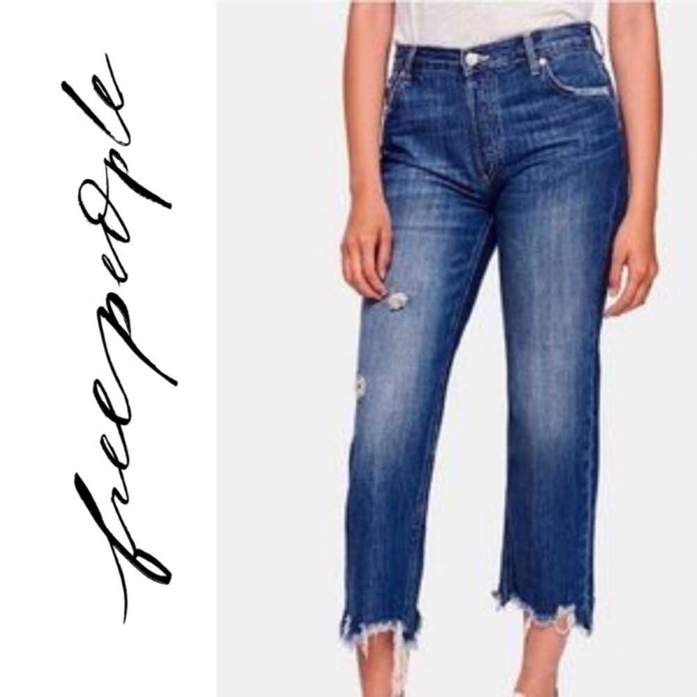 Free People Maggie Cotton Ripped Straight